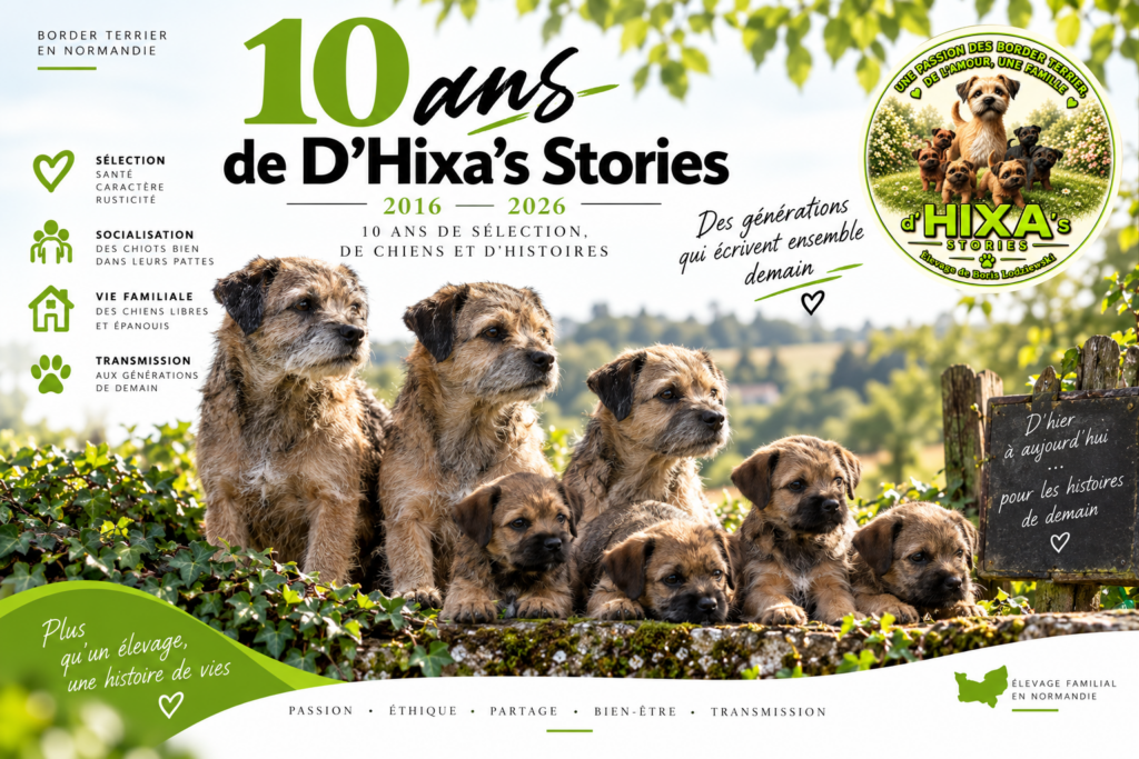 D’Hixa’s Stories : 10 ans de sélection et d’histoires avec le Border Terrier