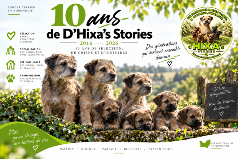 D’Hixa’s Stories : 10 ans de sélection et d’histoires avec le Border Terrier